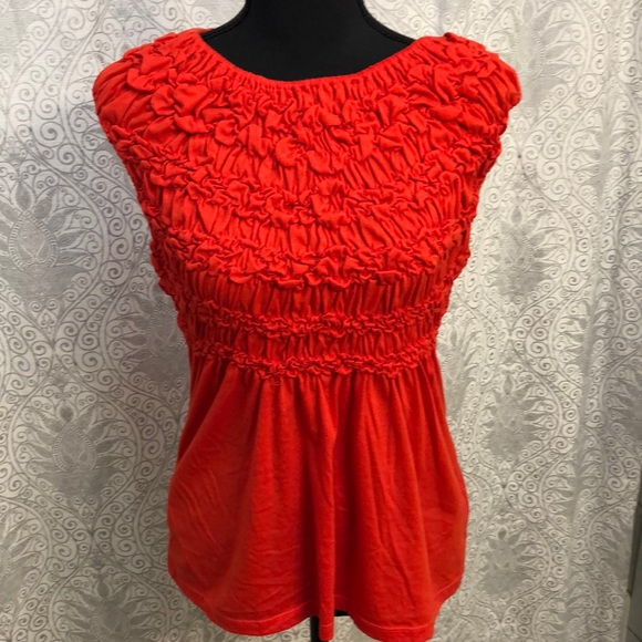 Anthro Deletta Cap Sleeve Top Pumpkin - Picture 1 of 7